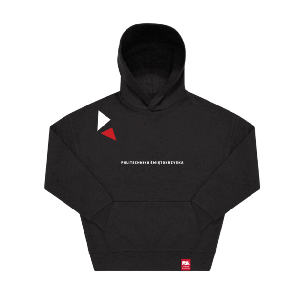 Bluza z kapturem oversize Politechnika Świętokrzyska - Czarna